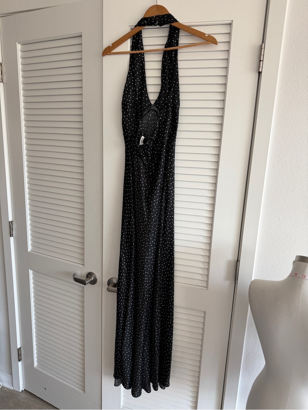 Reformation Daniela Silk Polka Dot Black Maxi Dress 6 - Picture 11 of 11